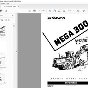 Daewoo Mega 300-III Excavator Shop Manual - PDF DOWNLOAD