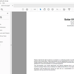 Daewoo Solar 015 PLUS Excavator Shop Manual 023-00038E