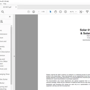 Daewoo Solar 015 Plus and 018-VT Track Excavator Shop Manual K1000237E