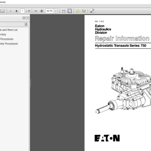 Eaton Hydrostatic Transaxle Series 750 Repair Manual - PDF DOWNLOAD