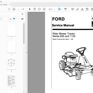 Ford New Holland Series 830 & 1130 Rider Mower Tractor Service Manual - PDF
