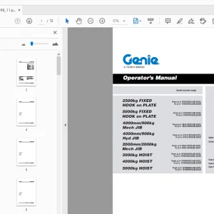 Genie 2500kg/5000kg Fixed Hook on Plate Operator’s Manual - PDF