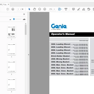 Genie 500L/800L Loading Shovel Brick-Holder Basket Operator's Manual - PDF
