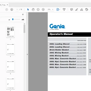Genie 500L/800L Loading Shovel Brick-Holder Basket Operator's Manual - PDF