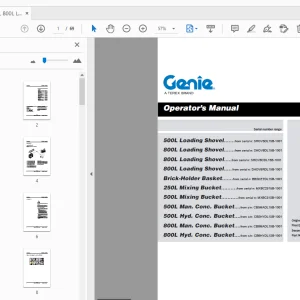 Genie 500L/800L Loading Shovel Operator's Manual - PDF DOWNLOAD