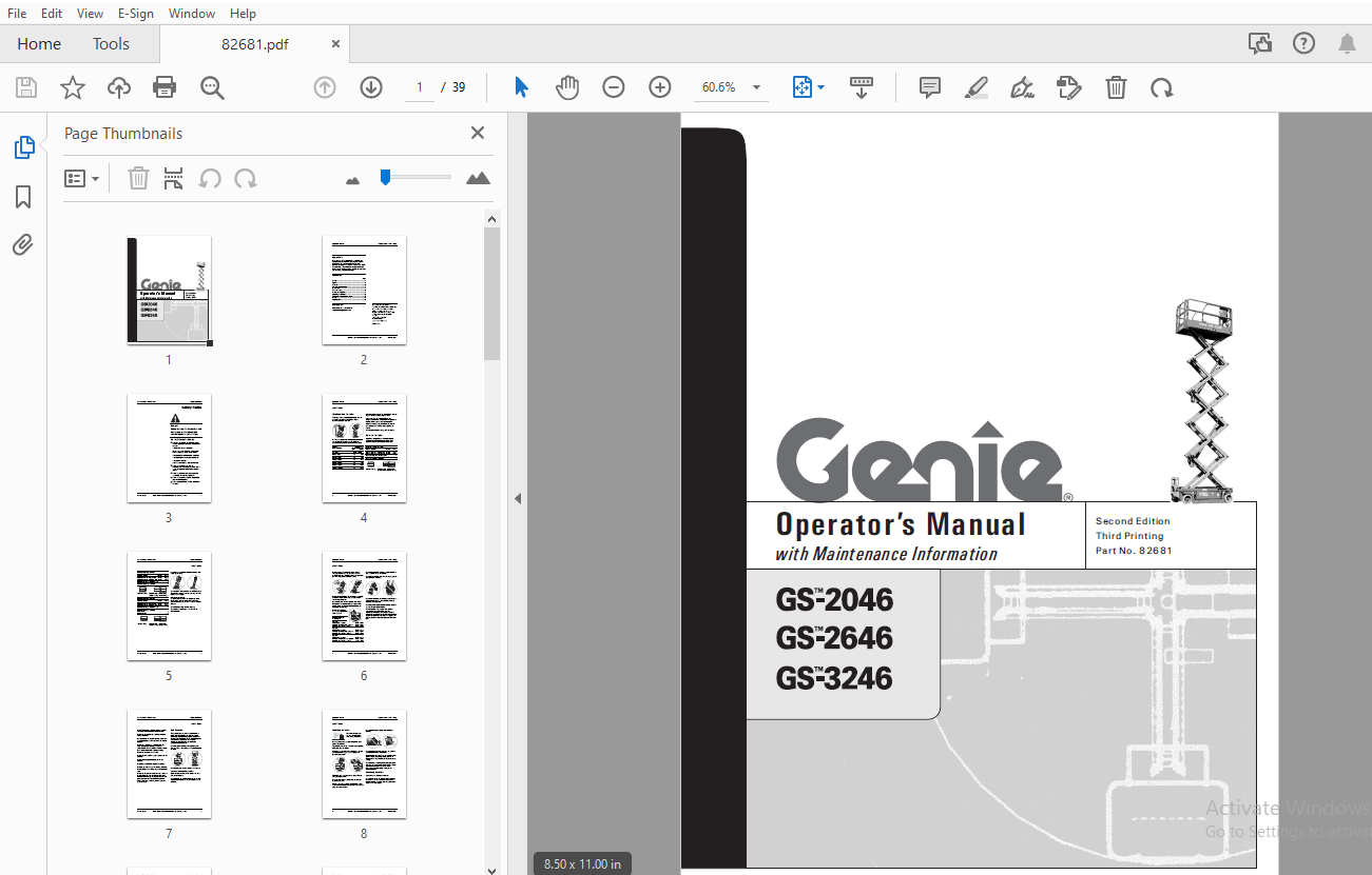 Genie GS-2046 GS-2646 GS-3246 Operator's Manual 82681 - PDF ...