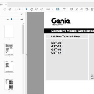 Genie GS-30 GS-32 GS-46 GS-47 Lift Guard Contact Alarm Supplement Operator's Manual - PDF