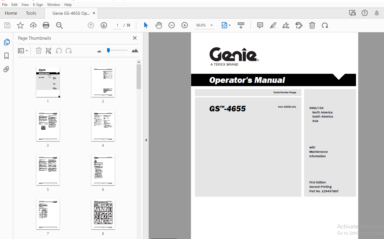 Genie GS-4655 Operator's Manual 1294978 - PDF DOWNLOAD - HeyDownloads ...