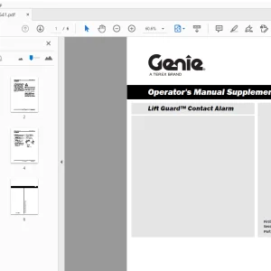 Genie Lift Guard Contact Alarm Supplement Operator's Manual - PDF