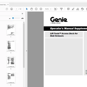 Genie Lift Tools Access Deck for Slab Scissors Supplement Operator's Manual - PDF