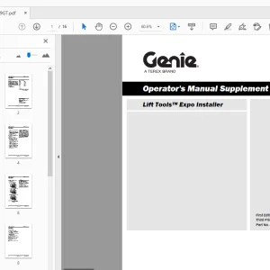 Genie Lift Tools Expo Installer Supplement Operator's Manual - PDF