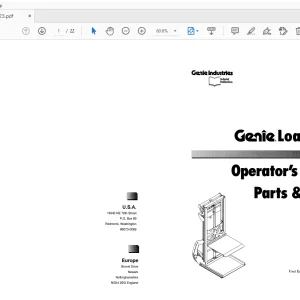 Genie Load Lifter Operator's Manual Parts & Service Manual - PDF