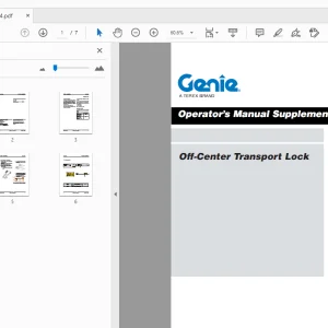 Genie Off-Center Transport Lock Supplement Operator’s Manual - PDF