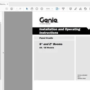 Genie S & Z Booms AS/CE Panel Cradle Installation & Operating Manual - PDF