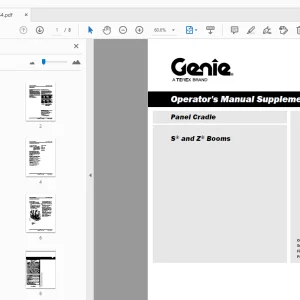 Genie S & Z Booms Panel Cradle Supplement Operator's Manual - PDF