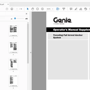 Genie Traveling Fall Arrest Anchor System Operator's Manual - PDF