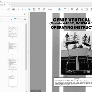 Genie Vertical Lift V-1832, V-1854 & V-241O Operating Manual - PDF
