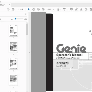 Operator Manual for Genie Z-135/70 82800 PDF Download