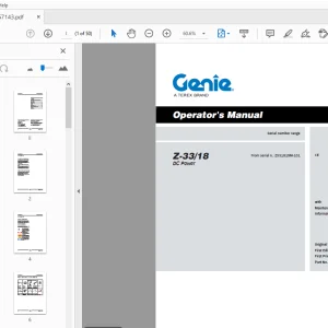Genie Z-33/18 DC Power Operator's Manual 1257143 - PDF