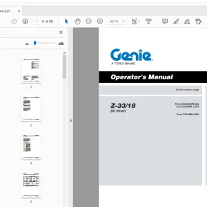 Genie Z-33/18 DC Power Operator's Manual 1257144GT - PDF