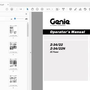 Genie Z-34/22 Z-34/22N DC Power Operator's Manual 1258814 - PDF