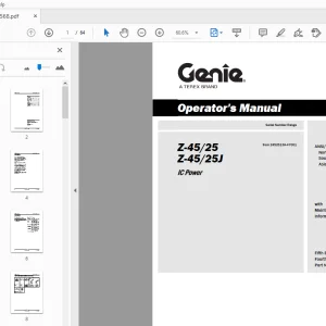 Genie Z-45/25 Z-45/25J IC Power Operator's Manual 218568 - PDF