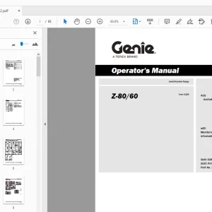 Genie Z-80/60 Operator's Manual 226482 - PDF DOWNLOAD