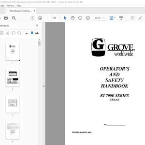 Grove Crane RT 700E Series Operator's & Safety Handbook Manual PDF