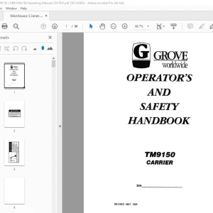 Grove Crane TM9150 Carrier Operator's & Safety Manual - PDF DOWNLOAD