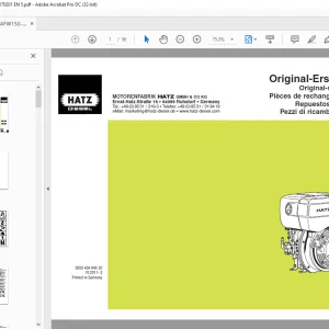 Hatz Diesel 1B40 1B50 Parts Manual - PDF DOWNLOAD