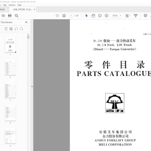 Heli 8t, 10t Forklift Truck (Diesel-Torque Converter) Parts Manual PDF