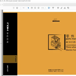 Heli AC Series 1.0t-2.0t Three-Wheel Electric Forklift Trucks Parts Manual PDF