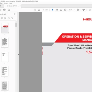 Heli Forklift 1.5-2t Three Lithium Battery Powered Trucks (Front Drive) Operation & Service Manual