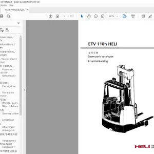Heli Forklift ETV Series 1.8-2t ETV118n Battery Reach Truck Parts Manual
