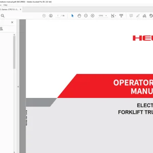 Heli Forklift G Series 1-2.5t Electric Forklift Operator`s Manual - PDF DOWNLOAD