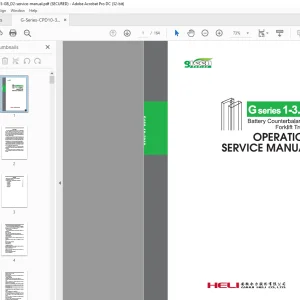 Heli Forklift G-Series 1-3.5T Battery Counterbalanced Forklift Trucks Operation Service Manual