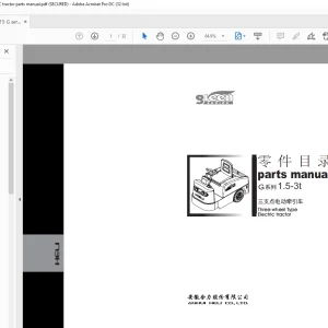 Heli Forklift G Series 1.5~3t Three-wheel type Electric Tractor parts manual -  PDF DOWNLOAD