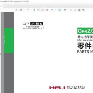Heli Forklift G Series 2.0t/2.5t Battery Counterbalanced Forklift Truck Parts Manual