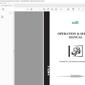 Heli Forklift G Series 2t, 2.5t AC Internal  Operation & Service Manual