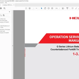 Heli Forklift G series 1-3.5t Lithium Battery Counterbalanced Forklift Truck Operation Service Manual