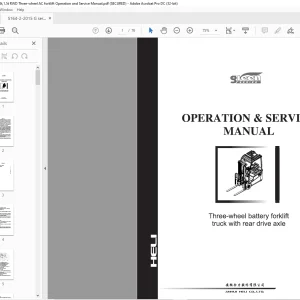 Heli Forklift Three-Wheel Battery Forklift Truck With rear Drive Axle Operation & Service Manual