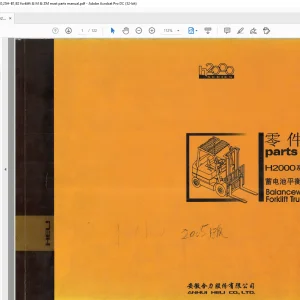 Heli Forklift h2000 系列 2t.2.5t 电的 卡车 交流蓄电池平衡重式叉车零件手册 - PDF DOWNLOAD