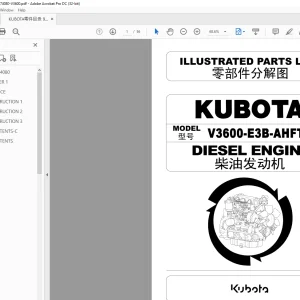 Heli Forklift Kubota V3600-E3B-AHFT-1 Diesel Engine Parts Manual PDF