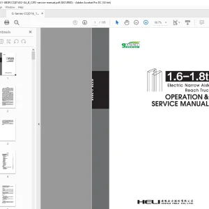 Heli Forklift G-Series 1.6-1.8t Electric Narrow Aisle Reach Truck Operation & Service Manual