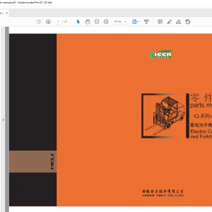Heli G Series 4.5t Electric Counterbalanced Forklift Trucks Parts Manual