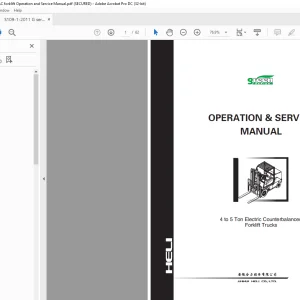 Heli G Series 4to5 Ton Electric Counterbalanced Forklift Trucks Operation & Service Manual