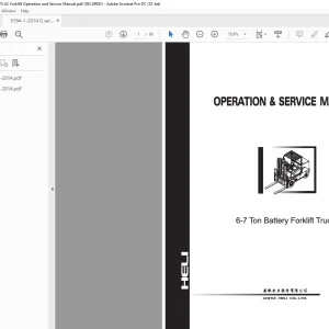 Heli G Series 6-7 Ton Battery Forklift Trucks Operation & Service Manual