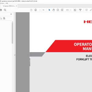 Heli G-Series CPD10-35 Electric Forklift Truck Operator's Manual