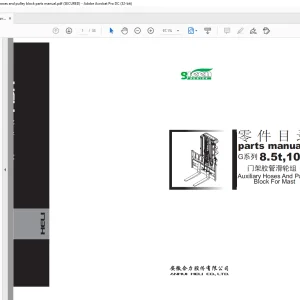 Heli G series 8.5t,10t Auxiliary Hoses And Pulley Block For Mast parts manual