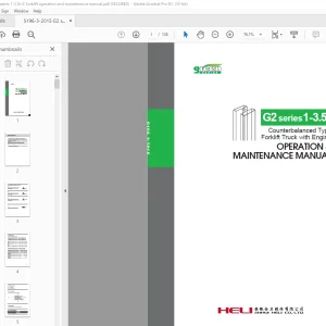 Heli G2 Series 1-3.5t Counterbalanced Forklift Engine Operation & Maintenance Manual